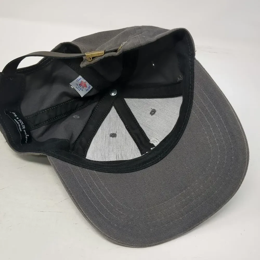 Love Your Melon Baseball Cap Gray One Size Leather Strap Made in USA lym Hat